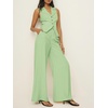 image:imageCicy Bell Womens Vest Sets Button Crop Blazer Vest and Wide Leg Pant SuitsLight Green