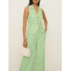 image:imageCicy Bell Womens Vest Sets Button Crop Blazer Vest and Wide Leg Pant SuitsLight Green
