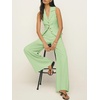 image:imageCicy Bell Womens Vest Sets Button Crop Blazer Vest and Wide Leg Pant SuitsLight Green