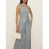 image:imageCicy Bell Womens Vest Sets Button Crop Blazer Vest and Wide Leg Pant SuitsLight Grey