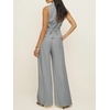 image:imageCicy Bell Womens Vest Sets Button Crop Blazer Vest and Wide Leg Pant SuitsLight Grey