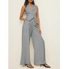 image:imageCicy Bell Womens Vest Sets Button Crop Blazer Vest and Wide Leg Pant SuitsLight Grey
