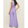 image:imageCicy Bell Womens Vest Sets Button Crop Blazer Vest and Wide Leg Pant SuitsLight Purple