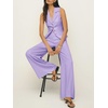 image:imageCicy Bell Womens Vest Sets Button Crop Blazer Vest and Wide Leg Pant SuitsLight Purple