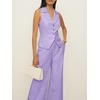 image:imageCicy Bell Womens Vest Sets Button Crop Blazer Vest and Wide Leg Pant SuitsLight Purple