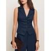 image:imageCicy Bell Womens Vest Sets Button Crop Blazer Vest and Wide Leg Pant SuitsNavy