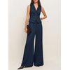 image:imageCicy Bell Womens Vest Sets Button Crop Blazer Vest and Wide Leg Pant SuitsNavy