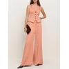 image:imageCicy Bell Womens Vest Sets Button Crop Blazer Vest and Wide Leg Pant SuitsPink