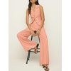 image:imageCicy Bell Womens Vest Sets Button Crop Blazer Vest and Wide Leg Pant SuitsPink
