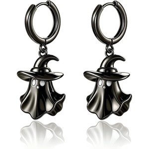 image:imageCicy Bell Halloween Ghost Earrings for Women 18K Gold Plated Dangle EarringBlack