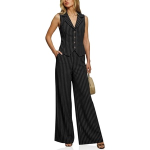 image:imageCicy Bell Womens Vest Sets Button Crop Blazer Vest and Wide Leg Pant SuitsCute Black