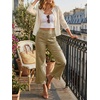 image:imageCicy Bell Womens Cropped High Waisted Jeans Baggy Ruffle Wide Leg CaprisArmy Green