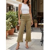 image:imageCicy Bell Womens Cropped High Waisted Jeans Baggy Ruffle Wide Leg CaprisArmy Green