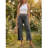 image:imageCicy Bell Womens Cropped High Waisted Jeans Baggy Ruffle Wide Leg CaprisGrey