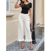 image:imageCicy Bell Womens Cropped High Waisted Jeans Baggy Ruffle Wide Leg CaprisWhite