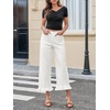 image:imageCicy Bell Womens Cropped High Waisted Jeans Baggy Ruffle Wide Leg CaprisWhite