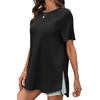 image:imageCicy Bell Womens Short Sleeve Tunic Tops Crew Neck Side Split T ShirtsBlack