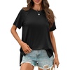 image:imageCicy Bell Womens Short Sleeve Tunic Tops Crew Neck Side Split T ShirtsBlack