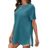 image:imageCicy Bell Womens Short Sleeve Tunic Tops Crew Neck Side Split T ShirtsBlue