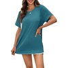 image:imageCicy Bell Womens Short Sleeve Tunic Tops Crew Neck Side Split T ShirtsBlue