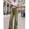 image:imageCicy Bell Womens Wide Leg High Waisted Jeans Stretchy Straight Denim PantsArmy Green