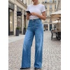 image:imageCicy Bell Womens Wide Leg High Waisted Jeans Stretchy Straight Denim PantsBlue
