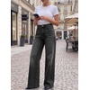 image:imageCicy Bell Womens Wide Leg High Waisted Jeans Stretchy Straight Denim PantsDark Grey