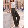 image:imageCicy Bell Womens Wide Leg High Waisted Jeans Stretchy Straight Denim PantsLeopard Army Green