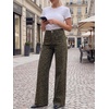 image:imageCicy Bell Womens Wide Leg High Waisted Jeans Stretchy Straight Denim PantsLeopard Army Green