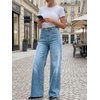 image:imageCicy Bell Womens Wide Leg High Waisted Jeans Stretchy Straight Denim PantsLight Blue