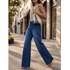 image:imageCicy Bell Womens Wide Leg High Waisted Jeans Stretchy Straight Denim PantsNavy