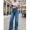 image:imageCicy Bell Womens Wide Leg High Waisted Jeans Stretchy Straight Denim PantsWash Blue