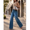 image:imageCicy Bell Womens Wide Leg High Waisted Jeans Stretchy Straight Denim PantsWash Blue