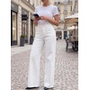 image:imageCicy Bell Womens Wide Leg High Waisted Jeans Stretchy Straight Denim PantsWhite