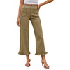image:imageCicy Bell Womens Cropped High Waisted Jeans Baggy Ruffle Wide Leg CaprisArmy Green