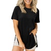 image:imageCicy Bell Womens Short Sleeve Tunic Tops Crew Neck Side Split T ShirtsBlack