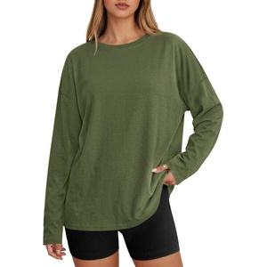 image:imageCicy Bell Womens Oversized Long Sleeve T Shirts Casual Crewneck Trendy Tunic Tops 2025 Loose Fit Basic TeesArmy Green