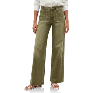 image:imageCicy Bell Womens Wide Leg High Waisted Jeans Stretchy Straight Denim PantsArmy Green