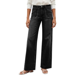 image:imageCicy Bell Womens Wide Leg High Waisted Jeans Stretchy Straight Denim PantsBlack