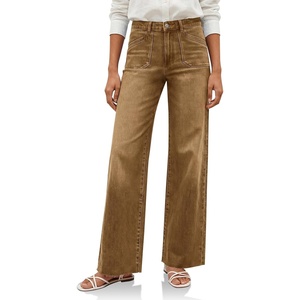 image:imageCicy Bell Womens Wide Leg High Waisted Jeans Stretchy Straight Denim PantsBrown