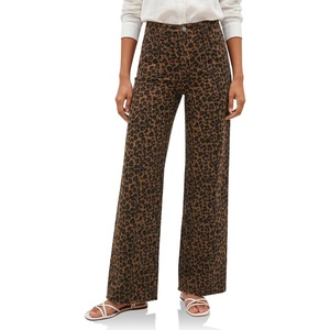 image:imageCicy Bell Womens Wide Leg High Waisted Jeans Stretchy Straight Denim PantsBrown Leopard Print