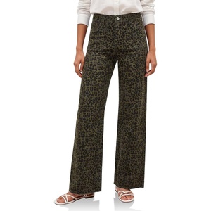 image:imageCicy Bell Womens Wide Leg High Waisted Jeans Stretchy Straight Denim PantsLeopard Army Green