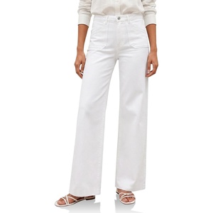 image:imageCicy Bell Womens Wide Leg High Waisted Jeans Stretchy Straight Denim PantsWhite