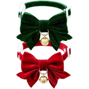 image:imageCicy Bell 2PCS Christmas Dog Collar Velvet Breakaway Bow Bell Cat Collar for PetREDGREEN 276x276inch