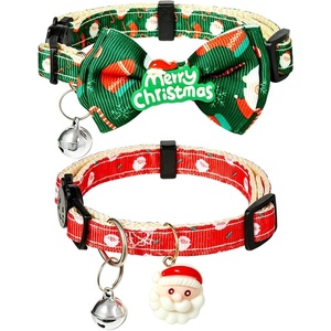 image:imageCicy Bell Christmas Dog Cat Collar Bell Bow Adjustable Holiday Pet CollarsRedGreen