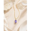 image:imageCicy Bell Birthstone Necklace For Women 18k Gold Plated Pendant NecklaceStyle BPurple