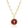 image:imageCicy Bell Cross Pendant Necklace for Women 18K Gold Plated Vintage Jewelry GiftsBurgundy