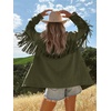 image:imageCicy Bell Womens Faux Suede Fringe Jacket Casual Blazer Button Suit JacketsArmy Green