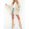 image:imageCicy Bell Womens Faux Suede Fringe Jacket Casual Blazer Button Suit JacketsBeige