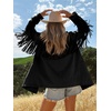 image:imageCicy Bell Womens Faux Suede Fringe Jacket Casual Blazer Button Suit JacketsBlack